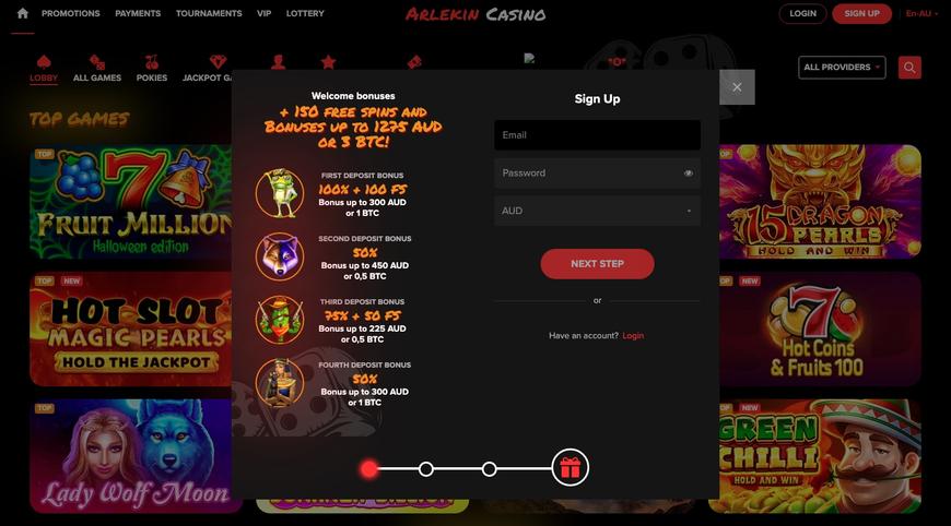 Arlekin Casino registration